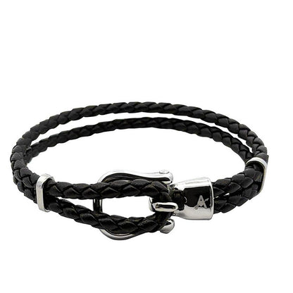 Bracelet en cuir à double tressage pour hommes
