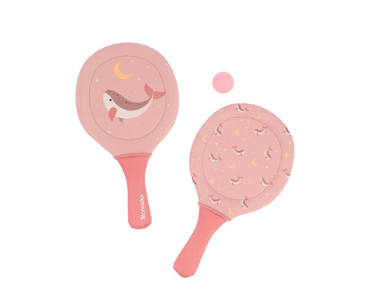 Raquettes de Plage en Néoprène avec Balle Whale Pink Monnëka precommande