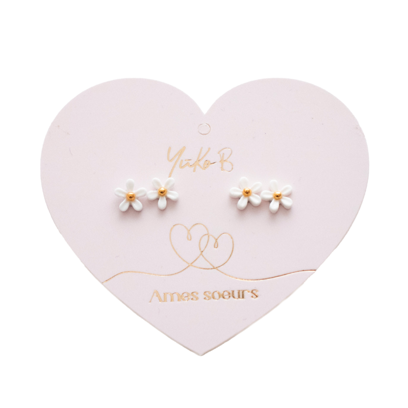 Duo Boucles d'Oreilles - Ames Soeurs - Fleurs de Lait