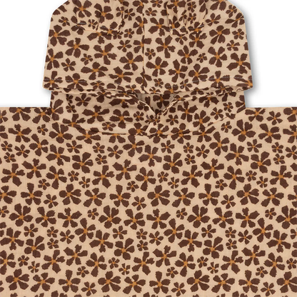 poncho de plage - brownn - wild flower - 50 x 50 cm