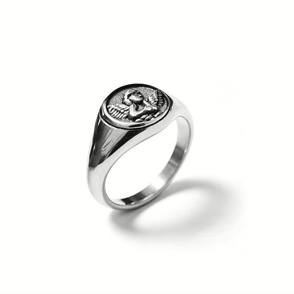 Chevalière ange en argent pour hommes