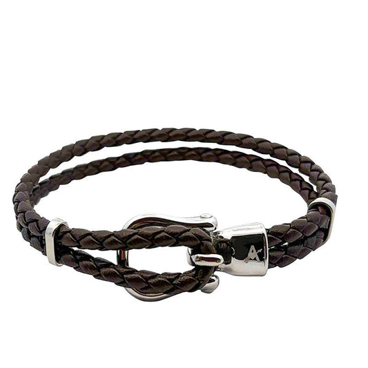 Bracelet en cuir à double tressage pour hommes
