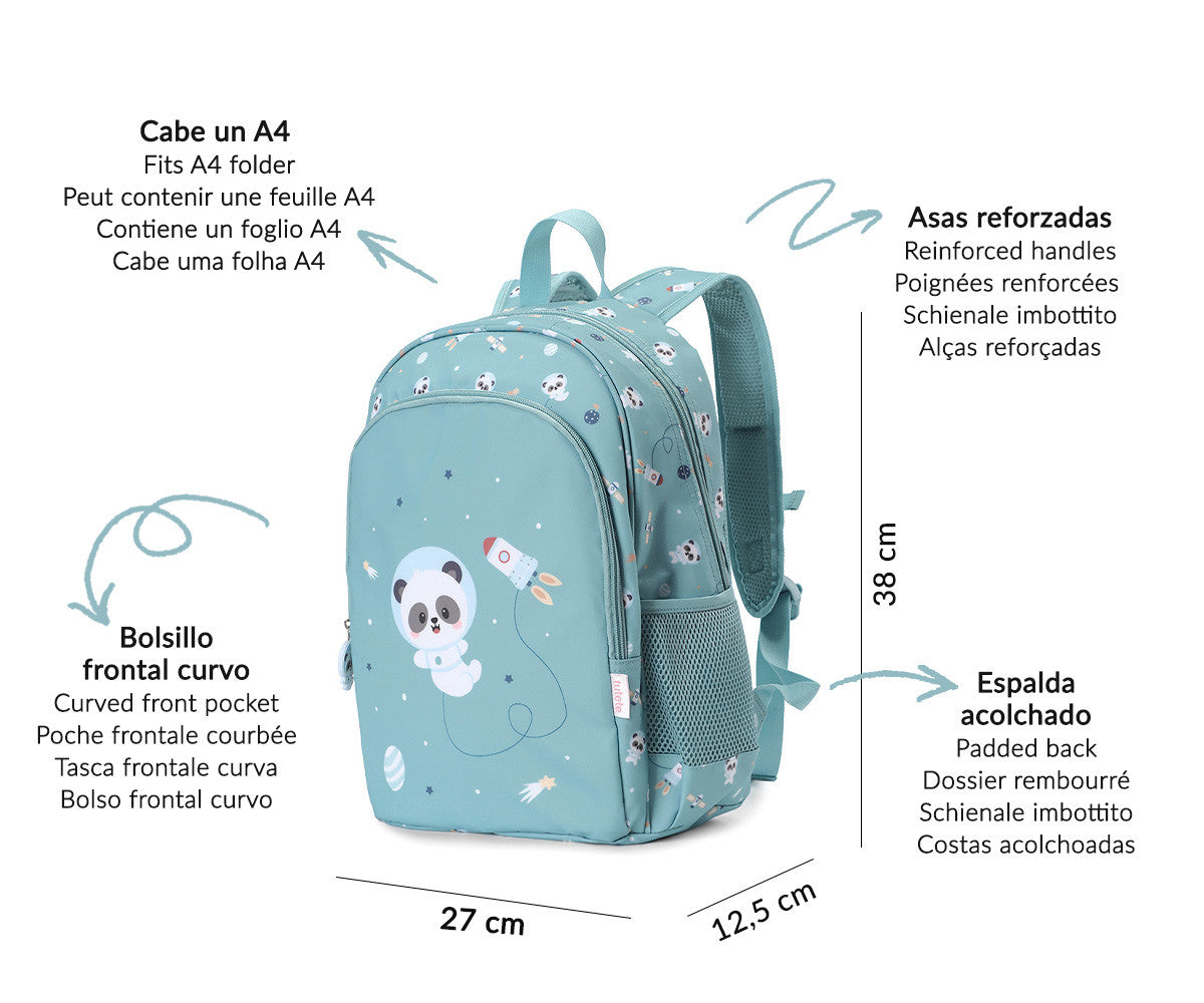Sac à Dos Primaire Pandas in Space + Porte-clés