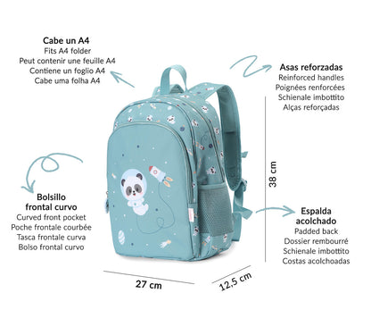 Sac à Dos Primaire Pandas in Space + Porte-clés