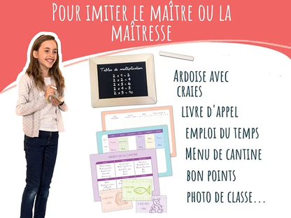 Si j'étais la maîtresse, jeu d'imitation éducatif made in France - inspiration Montessori et Freinet