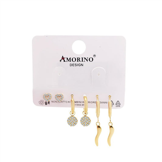Lot de 6 boucles d'oreilles créoles en zircone
