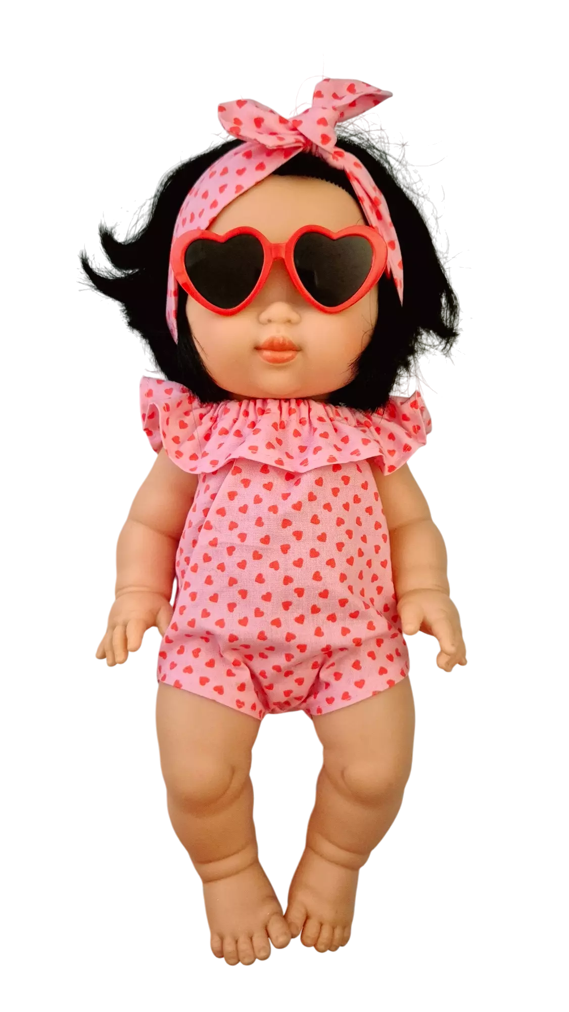 LEONIE barboteuse rose cœur rouge