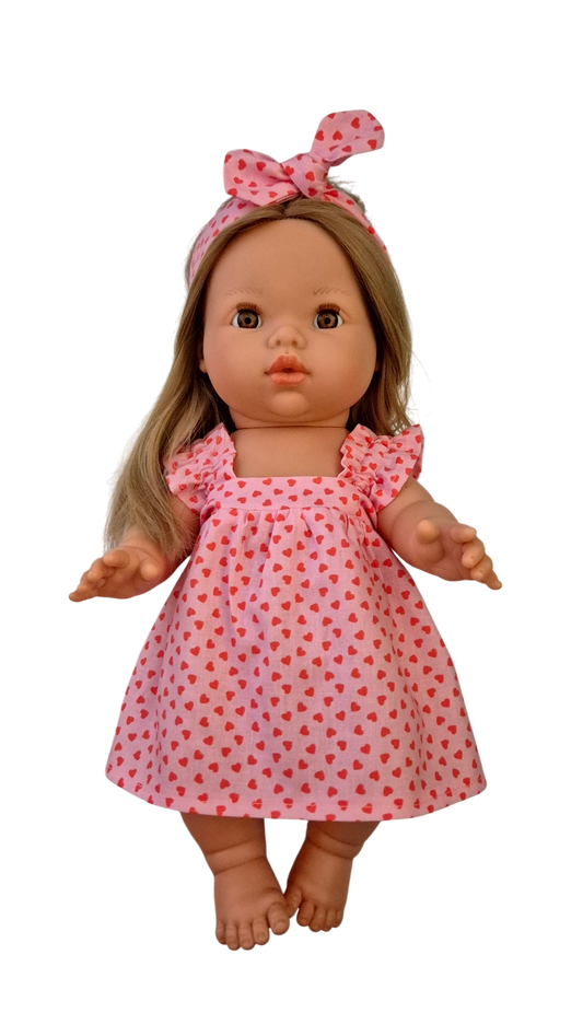 LEONIE robe rose cœur rouge
