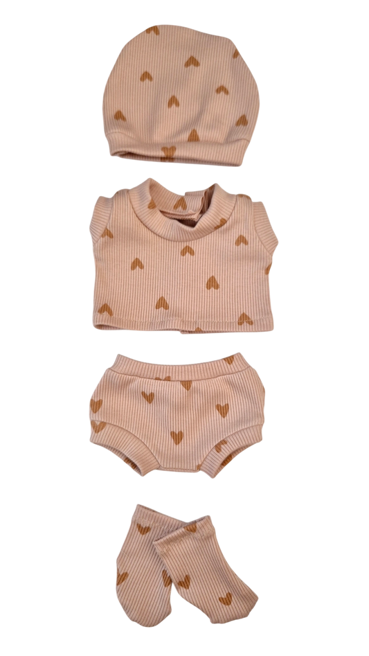 LILY 4 pièces culotte+T-shirtgarçon+bonnet+chaussettes nude