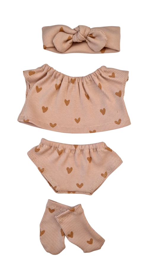 LILY 4 pièces culotte+T-shirtfille+bandeau+chaussettes nude
