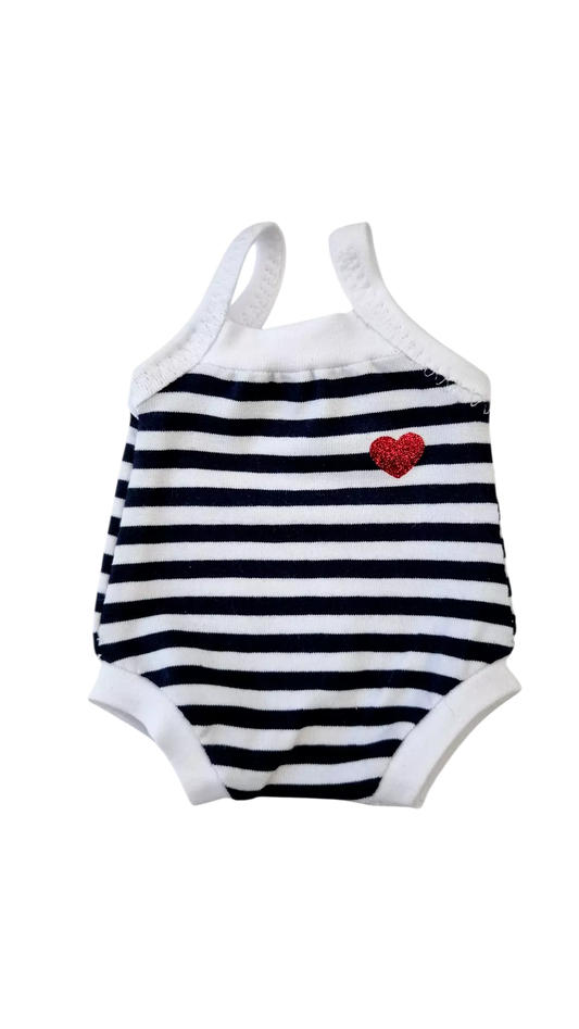 MALO body bretelles bleu/blanc cœur rouge