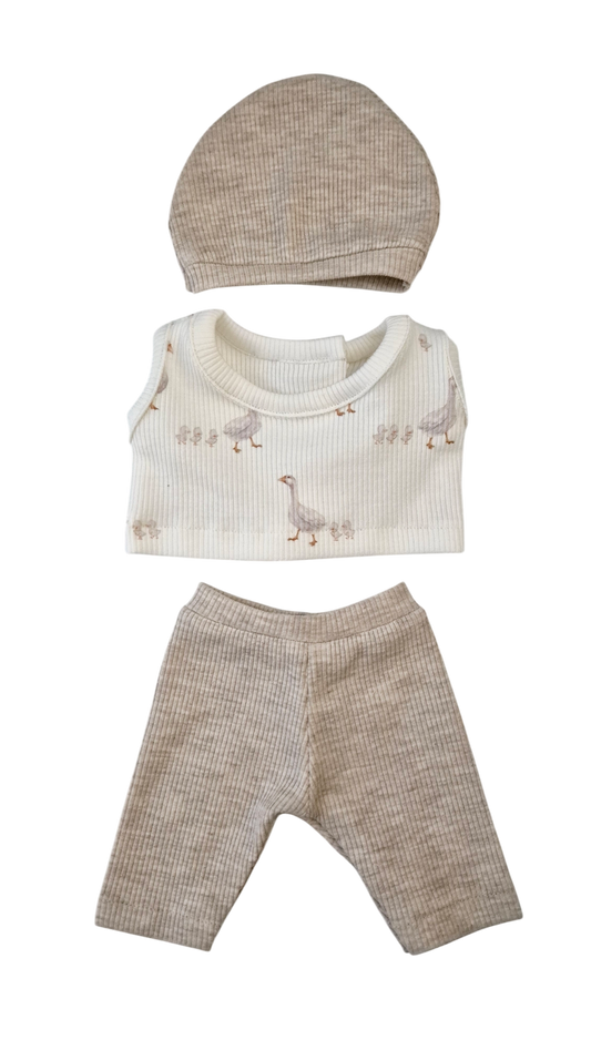 NINO 3 pièces T-shirt garçon oie + legging uni + bonnet uni