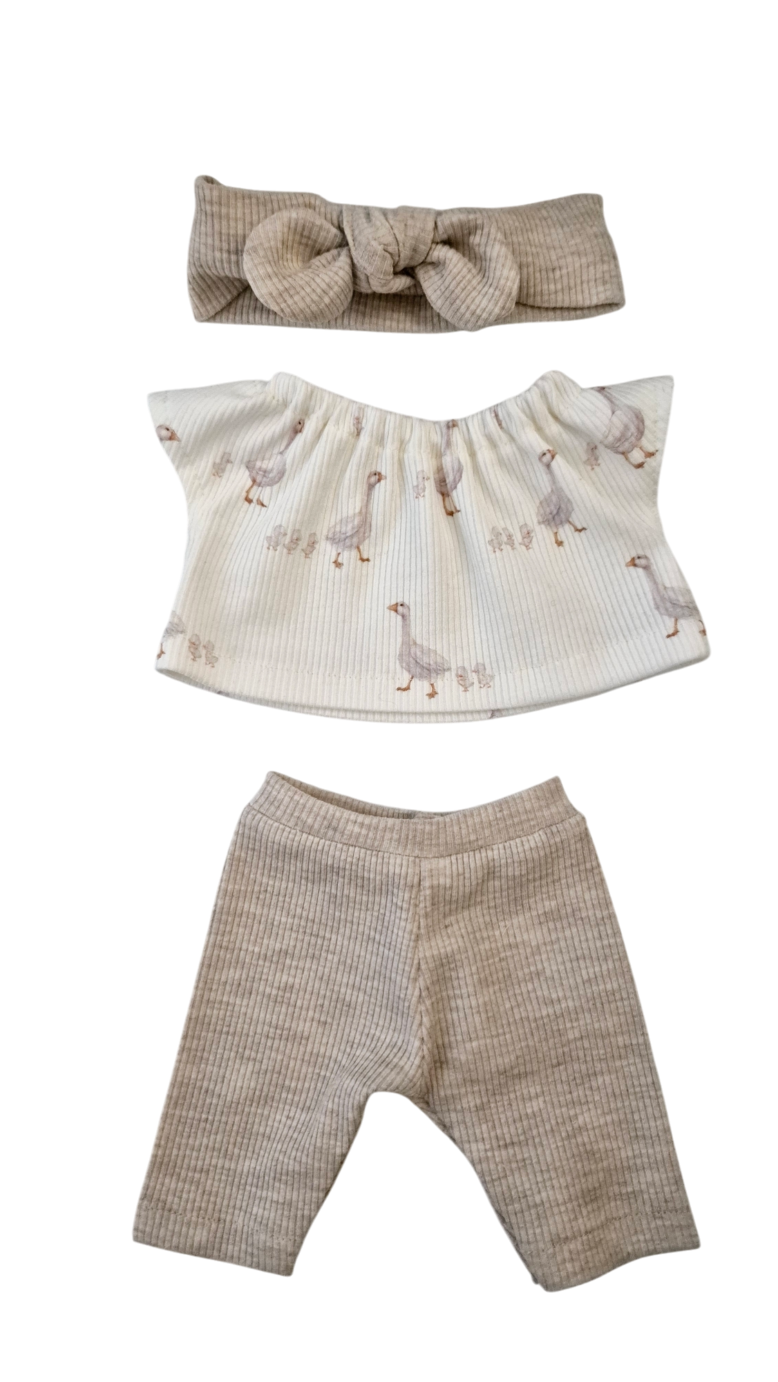 NINO 3 pièces T-shirt fille oie + legging uni + bandeau uni