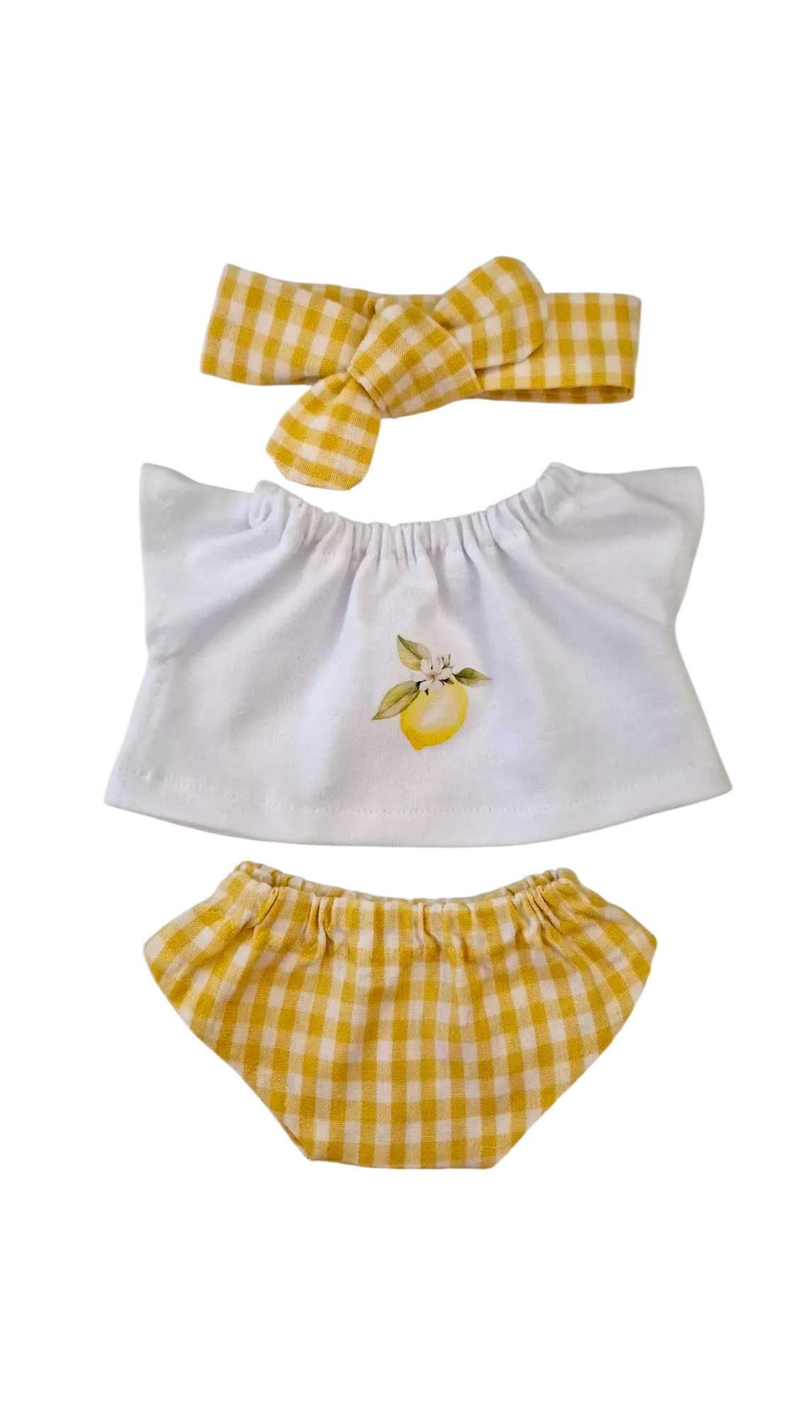 SUZANNE tee-shirt applique citon + culotte vichy + bandeau