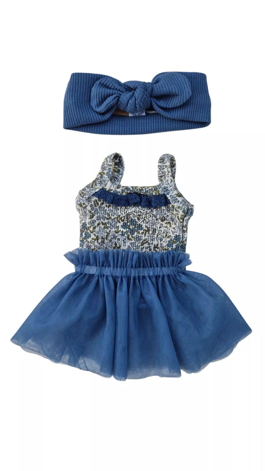 BLEUETTE body broderie + tutu + bandeau