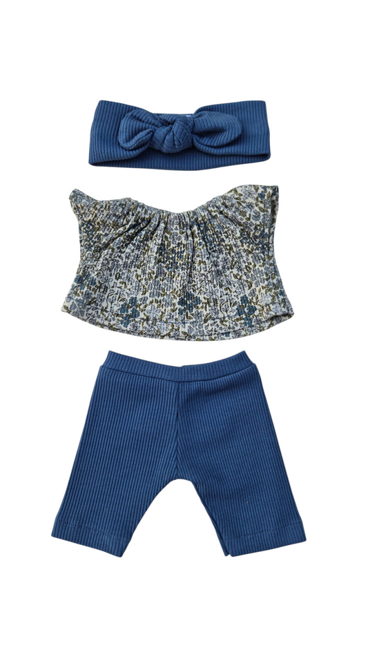 BLEUETTE tee-shirt + pantalon + bandeau