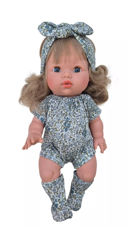 BLEUETTE combi courte col élastique + bandeau + chaussettes
