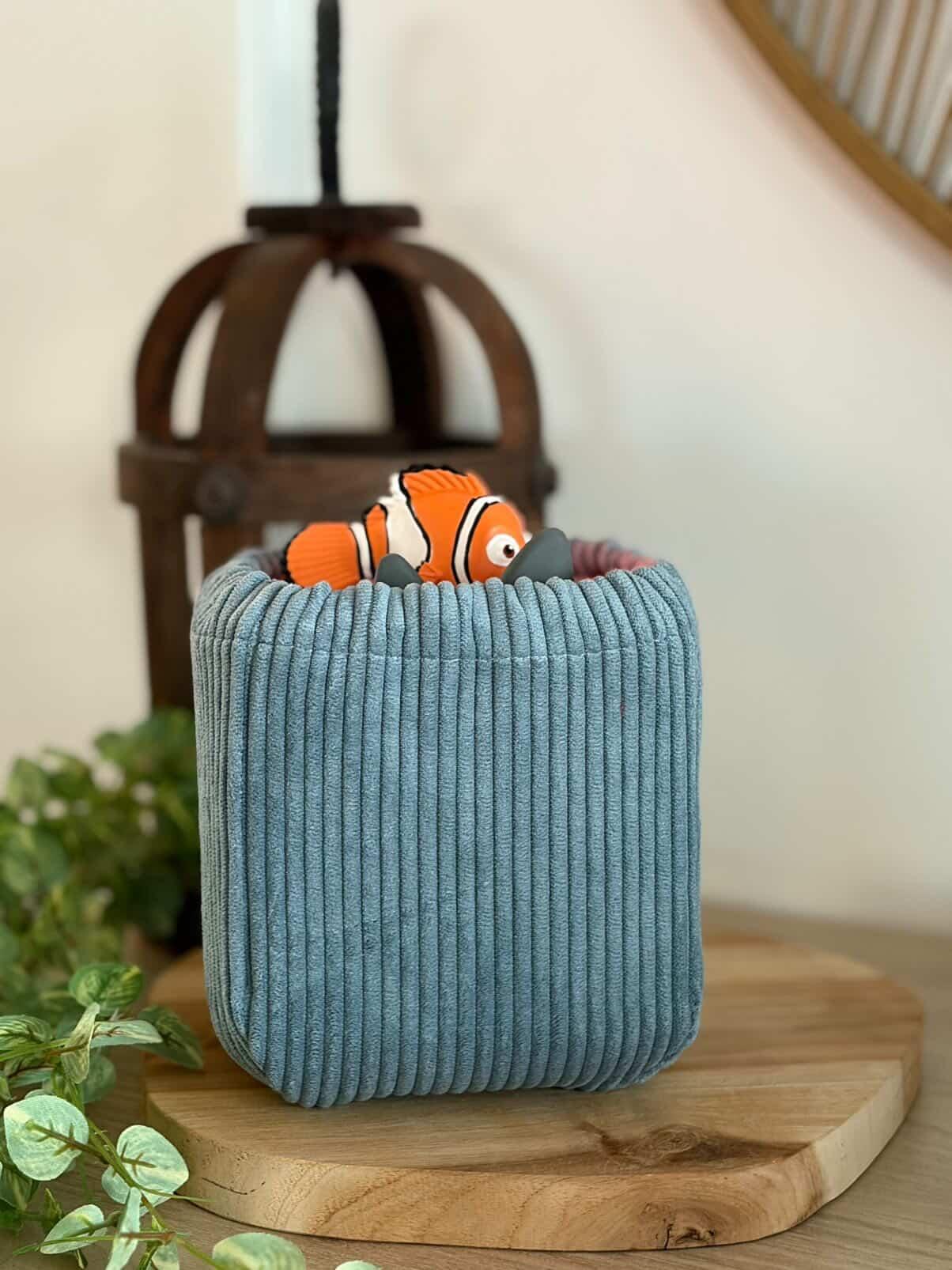 Housse tonibox 1 & 2 - velours fine côte bleu denim
