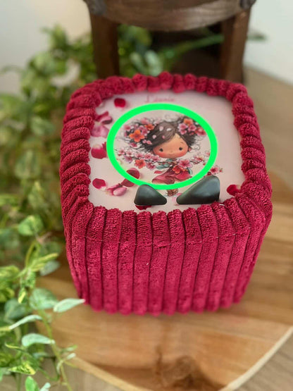 Housse tonibox 1 & 2 - velours grosse côte framboise