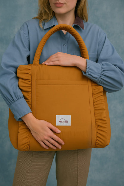 Sac cabas à volants camel